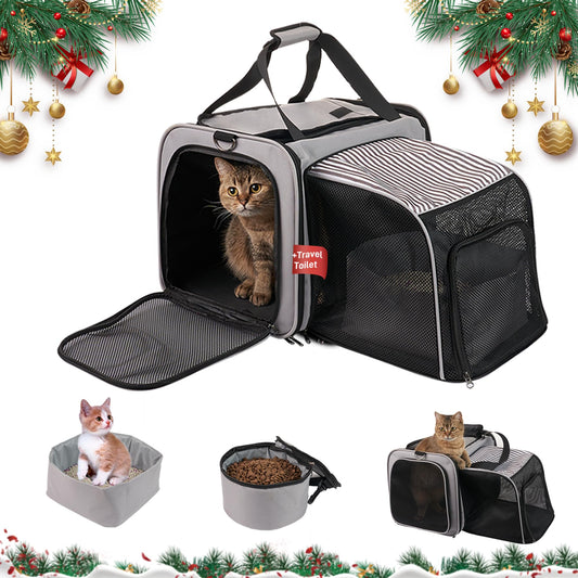 INRLKIT Portable Cat Travel Carrier - Soft-Sided Cat Carrier with Litter Box.