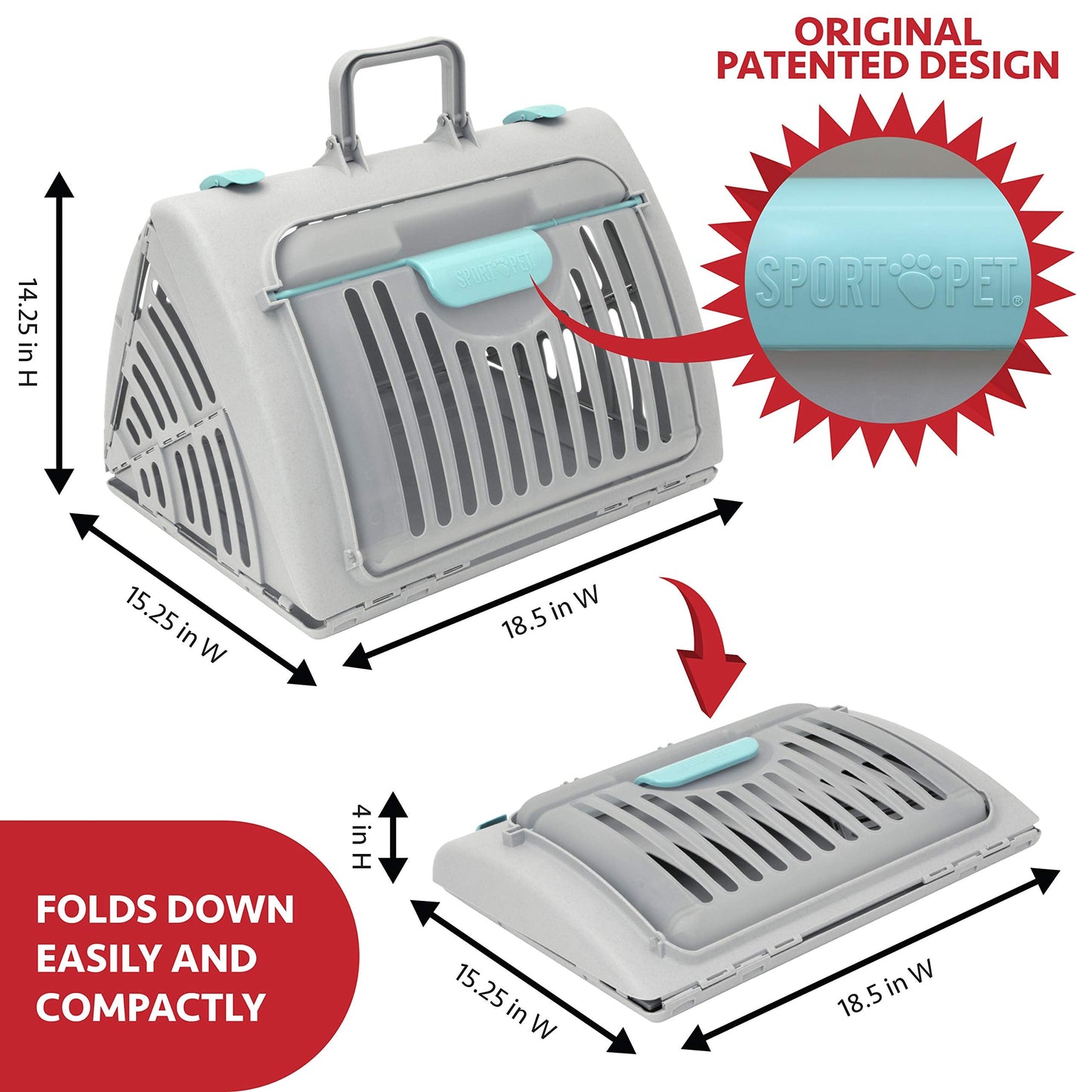 SportPet Designs Sport Pet Foldable Travel Cat Carrier with A Waterproof Bed.